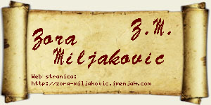 Zora Miljaković vizit kartica